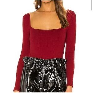 NBD red ribbed bodysuit